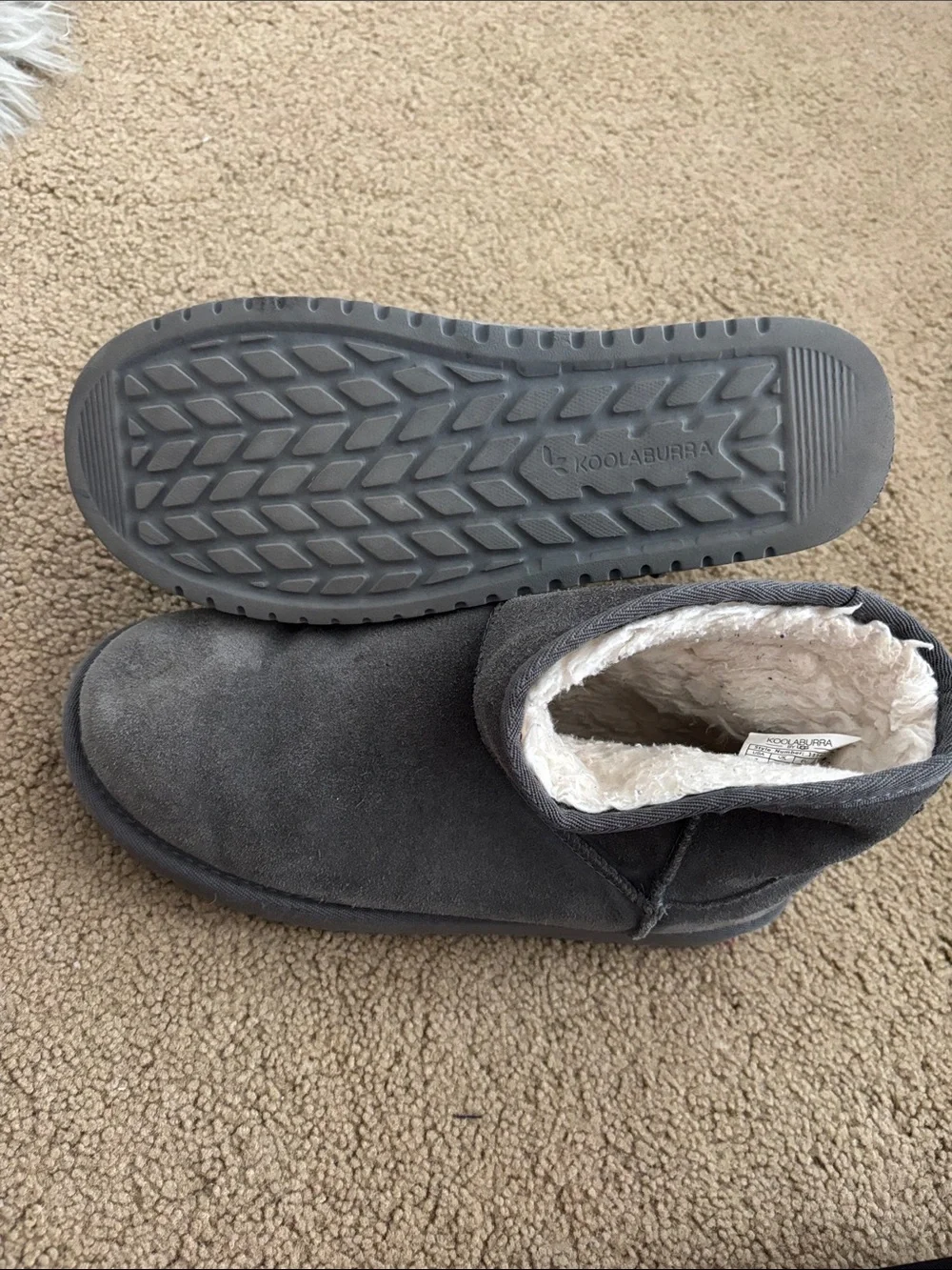 Koolaburra Short Suede Shearling Boots in Charcoal
